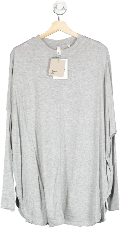 AND/OR Grey Viscose Orla Long Sleeve Top UK 18