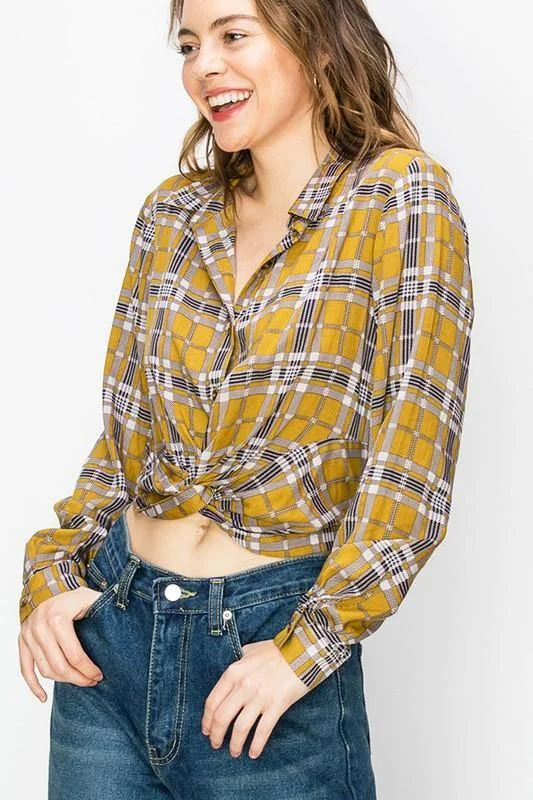 Jolene, Long sleeve plaid blouse