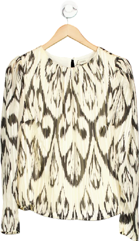 OASIS Ivory Kat Jacquard Print Long Sleeve Top UK 10