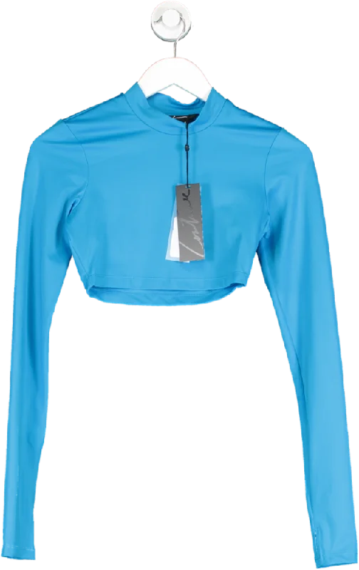 The Couture Club Blue Embroidered Long Sleeve Fitted Top UK 6