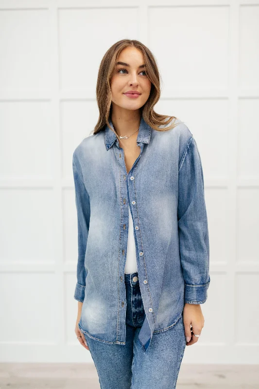 Hazel Blues® | Checkered Denim Patch Shirt