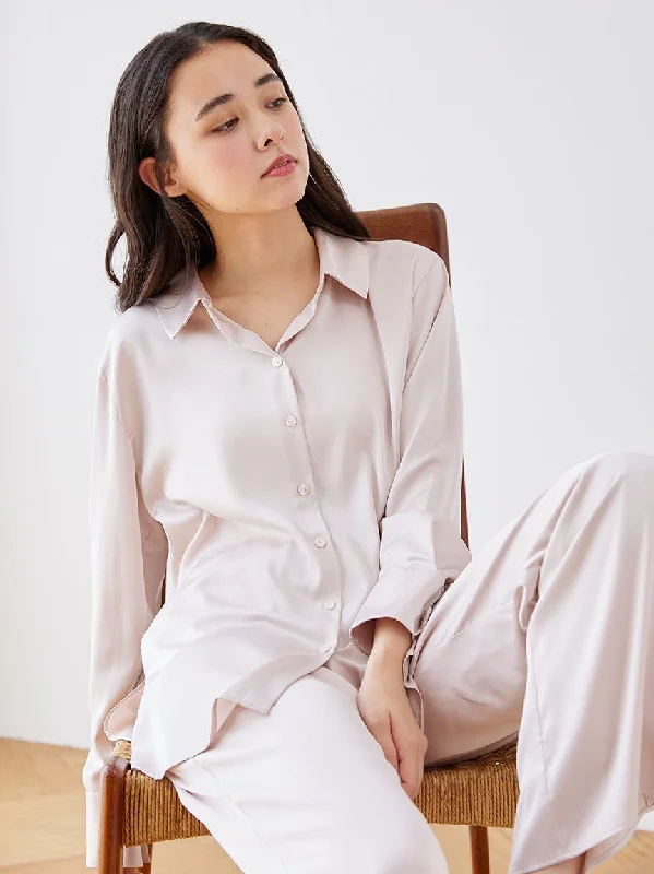 Long Sleeve Satin Sleepwear Blouse