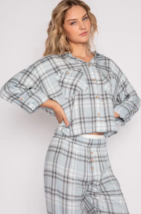 PJ Salvage Mad for Plaid Long Sleeve Top