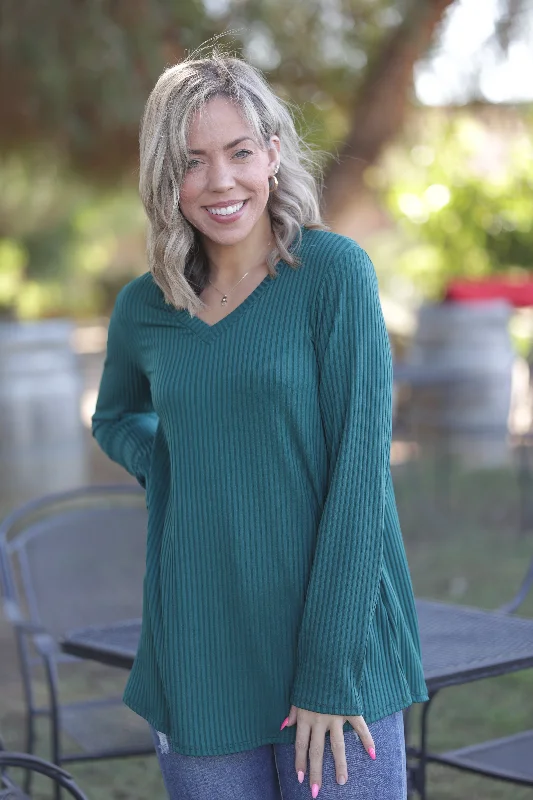 Subtly Striped Long Sleeve Top